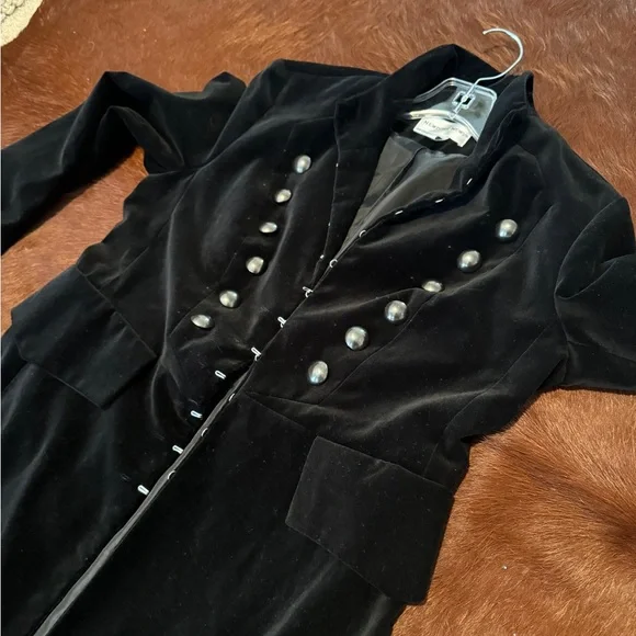 Vintage Pure Badass Rare Flawless Velvet Steampunk/Military Long Jacket